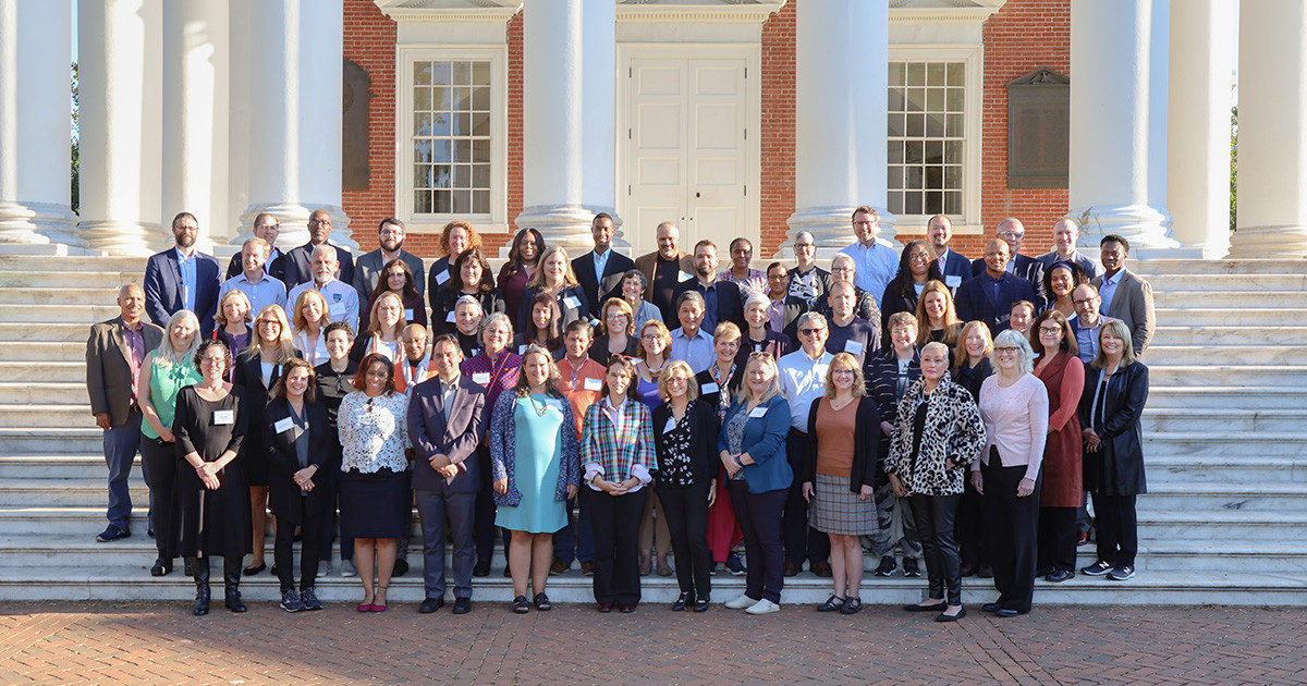 Group photo of the ACC ALN participants standing on the steps of UVA's Rotunda. 